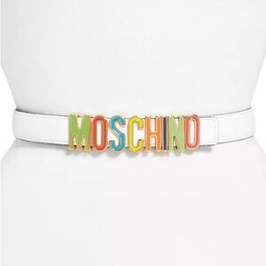 Moschino Women's Rainbow Logo Leather Belt 42 NWT